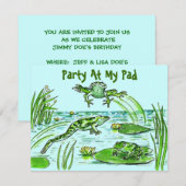 PARTIJ BIJ MIJN PAD LILY-PAD LEAPING FROGS INVITAT KAART (Voorkant / Achterkant)
