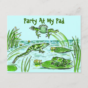 PARTIJ BIJ MIJN PAD LILY-PAD LEAPING FROGS INVITAT KAART