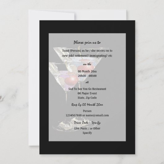 PARTIJ bij pensionering die afscheid neemt van afs Kaart (Achterkant)