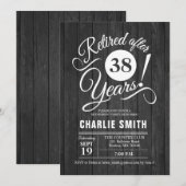 PARTIJ bij pensionering - Grijs Rustic Wood White Kaart (Voorkant / Achterkant)