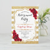 PARTIJ bij pensionering - Rozen met gouden witte s Kaart (Staand voorkant)