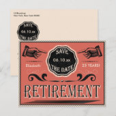 PARTIJ bij pensionering sparen de datum Aankondigingskaart (Voorkant / Achterkant)