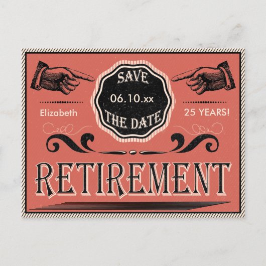 PARTIJ bij pensionering sparen de datum Aankondigingskaart (Voorkant)