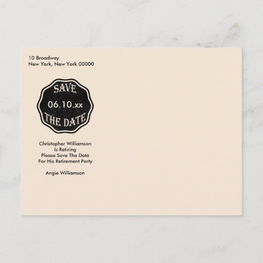  PARTIJ bij pensionering sparen de datum Aankondigingskaart (Achterkant)