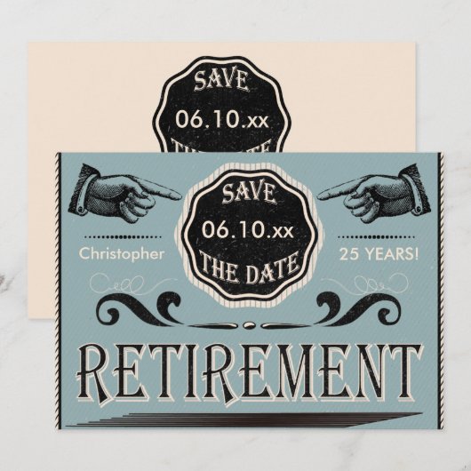 PARTIJ bij pensionering sparen de datum Kaart (Voorkant / Achterkant)