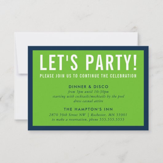 PARTIJ CELEBRATION INFO modern bold green marvy bl Kaart (Voorkant)