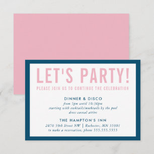 PARTIJ CELEBRATION INFO modern bold navy blue roze Kaart