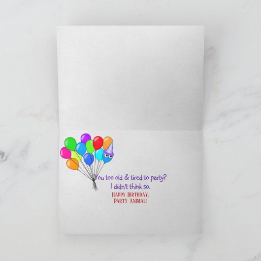 partij chimpansee voor humoristische verjaardag kaart (Binnen)