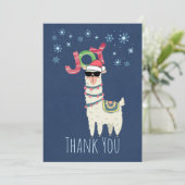 Partij Dank je | Kerst Llama met Snowflakes Bedankkaart (Staand voorkant)