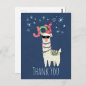 Partij Dank je | Kerst Llama met Snowflakes Briefkaart (Voorkant / Achterkant)