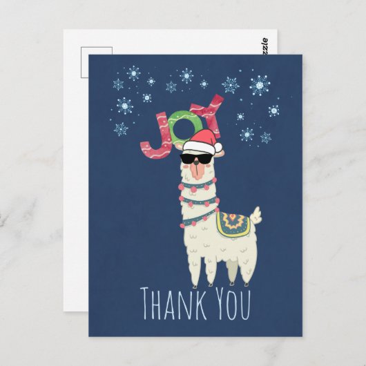 Partij Dank je | Kerst Llama met Snowflakes Briefkaart (Voorkant / Achterkant)