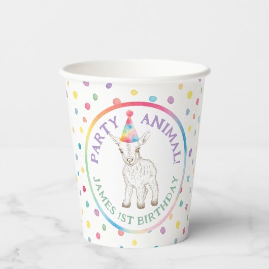 Partij Dier Baby Geit Verjaardag Papier Cups Papieren Bekers (Achterkant)