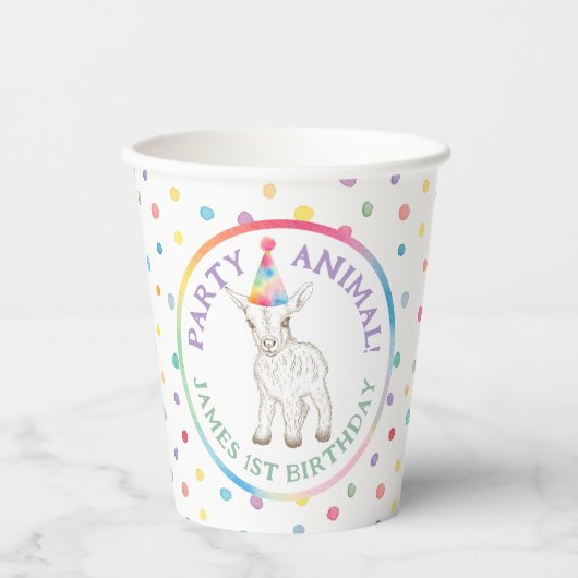 Partij Dier Baby Geit Verjaardag Papier Cups Papieren Bekers (Voorkant)