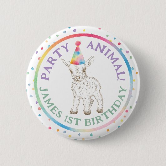 Partij Dier Baby Geit Verjaardag Pin Button (Voorkant)