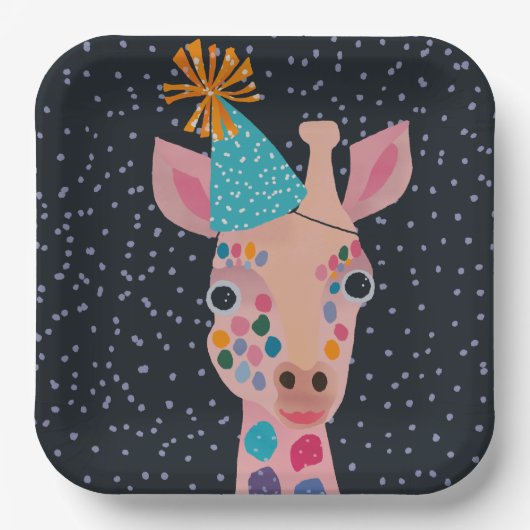 Partij Dier Giraffe Papier Borden Papieren Bordje (Voorkant)