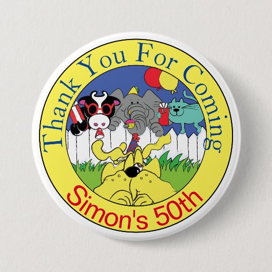 Partij dieren Funny Birthday Party Ronde Button 7,6 Cm (Voorkant)