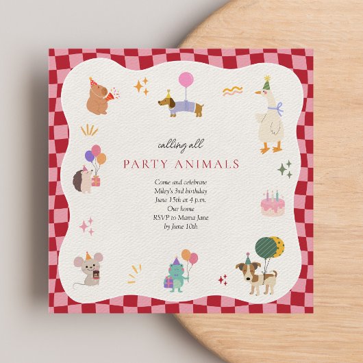 Partij Dieren Retro Minimalistische Verjaardag Kaart