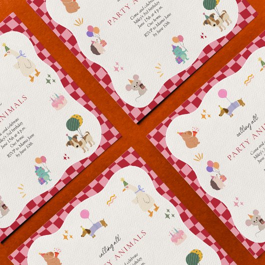 Partij Dieren Retro Minimalistische Verjaardag Kaart