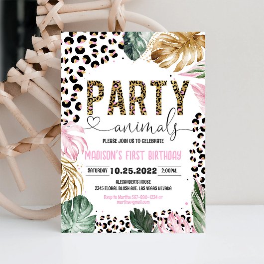 Partij Dieren Verjaardag Leopard Print Kaart