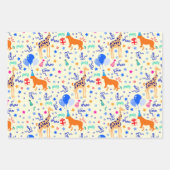 Partij dierlijk verpakkingspapier set van 3 inpakpapier vel (Voorkant)