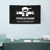 Partij DJ voor een adverteren bannerteken voor huu Spandoek (Beurs)