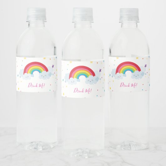 PARTIJ DRINK kleurrijke pret regenboog heldere kle Waterfles Etiket (Flessen)