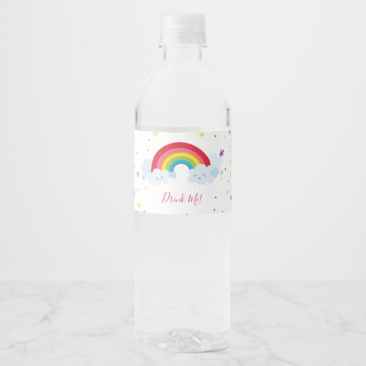 PARTIJ DRINK kleurrijke pret regenboog heldere kle Waterfles Etiket (Voorkant)