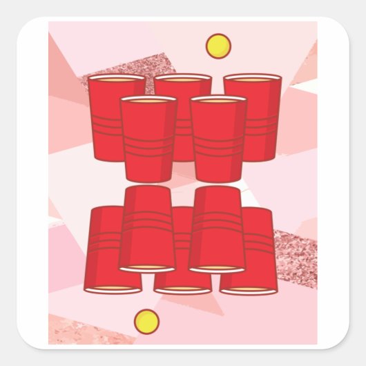 Partij Drink Spel Beerpong Bierpong Vierkante Sticker (Voorkant)