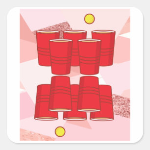Partij Drink Spel Beerpong Bierpong Vierkante Sticker
