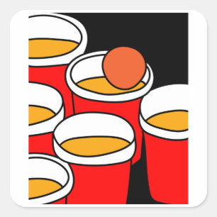 Partij Drink Spel Beerpong Bierpong Vierkante Sticker