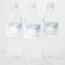PARTIJ DRINK zwaan prinses girly blauw goud Waterfles Etiket