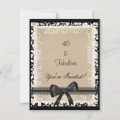 Partij Fabulous 40th Black White Beige Floral Kaart (Voorkant)