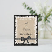 Partij Fabulous 40th Black White Beige Floral Kaart (Staand voorkant)