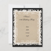 Partij Fabulous 40th Black White Beige Floral Kaart (Achterkant)