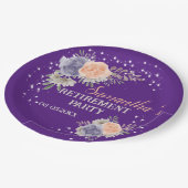 PARTIJ Floral Peony Roos Paars Papieren Bordje (Gekanteld)