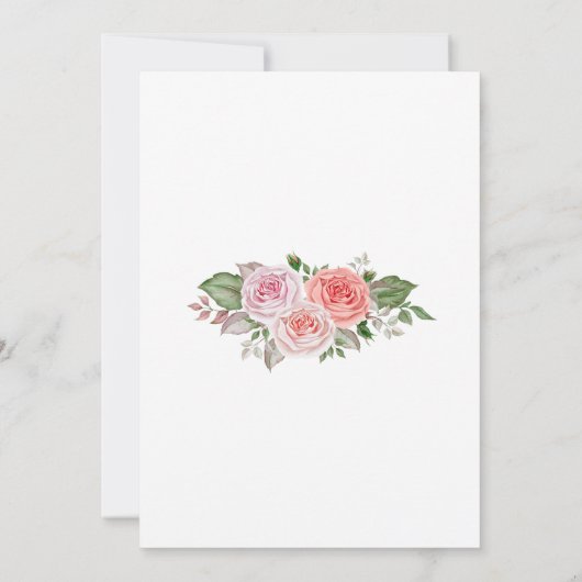 PARTIJ Floral Roos Roze groene uitnodiging (Achterkant)