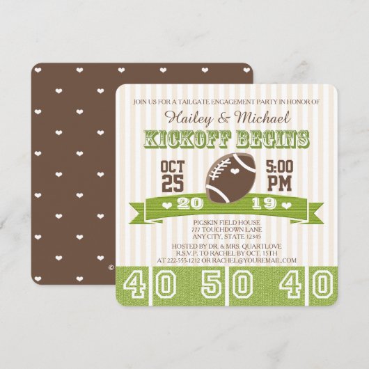 PARTIJ football TAILGATE ENGAGEMENT Kaart (Voorkant / Achterkant)