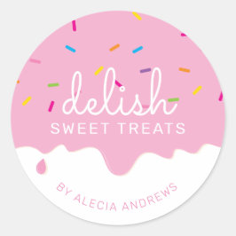 PARTIJ FROSTDRIPS schattige cake besproeit roze ko Ronde Sticker