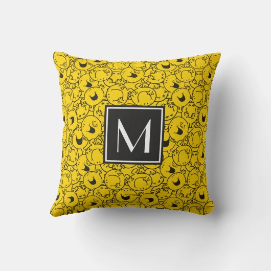 Partij Geel Smiles Patroon | Monogram Kussen (Achterkant)