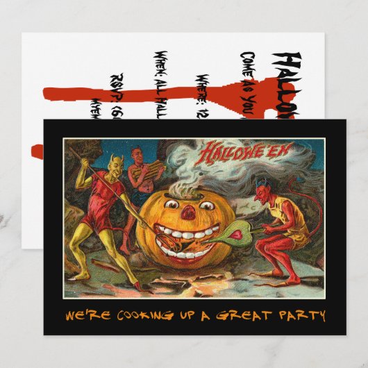  partij Halloween nodigt uit met bloedige tekst Kaart (Voorkant / Achterkant)