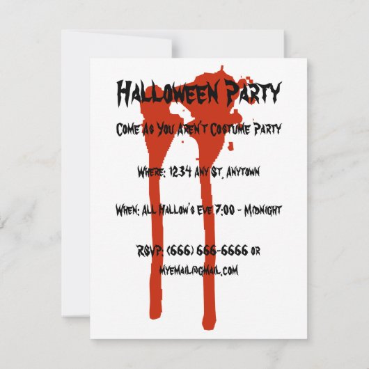  partij Halloween nodigt uit met bloedige tekst Kaart (Achterkant)