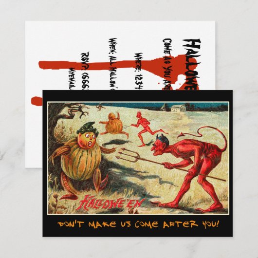  partij Halloween nodigt uit met bloedige tekst Kaart (Voorkant / Achterkant)
