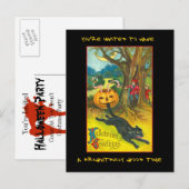 partij Halloween nodigt uit met bloedige tekst Uitnodiging Briefkaart (Voorkant / Achterkant)
