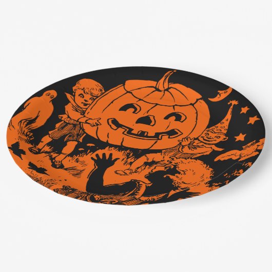 partij Halloween Papieren Bordje (Gekanteld)