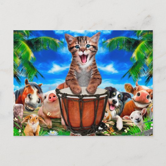Partij in de boerderij briefkaart (Voorkant)