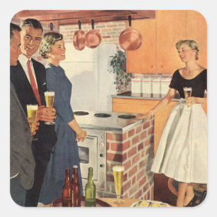  partij in de keuken, de bier en de Appetizers Vierkante Sticker