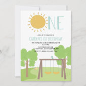 Partij in de Park Playground 1st Birthday Kaart (Voorkant)