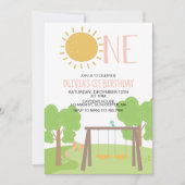 Partij in de Park Playground 1st Birthday Kaart (Voorkant)