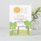 Partij in de Park Playground 1st Birthday Kaart (Staand voorkant)