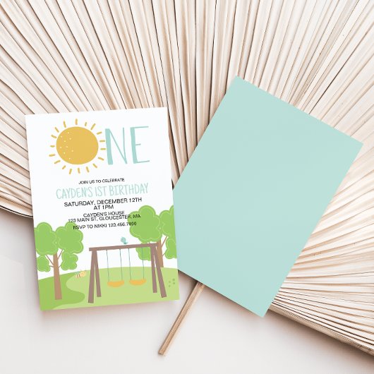 Partij in de Park Playground 1st Birthday Kaart